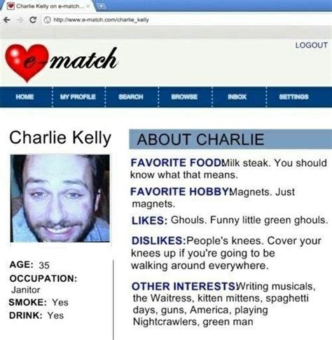 charlie it's always sunny in philadelphia|charlie kelly dating profile.